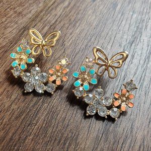 Butterfly and flower earring